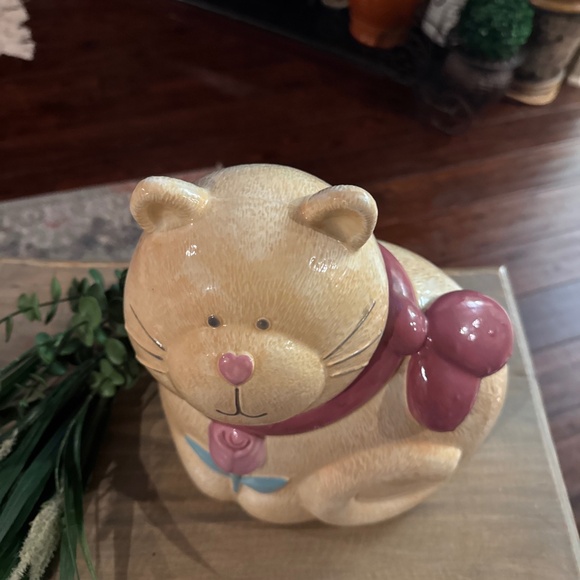 Vintage Cat Flower Treasure Craft Cookie Jar USA By Susan Marie Cookie Jar 11”. - Picture 2 of 7